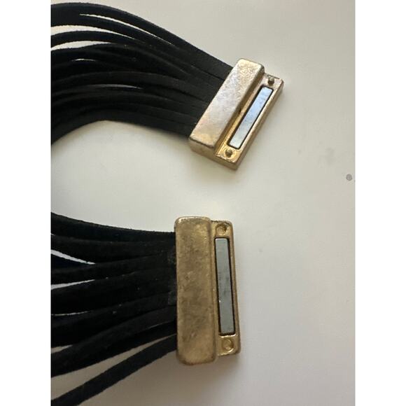 Black Leather Magnetic Wrap Bracelet | Comfortable | Easy on off style - Picture 3 of 4